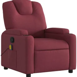 vidaXL Sillón de masaje reclinable de tela color vino tinto Rojo vino tinto