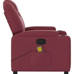 vidaXL Sillón de masaje reclinable de tela color vino tinto Rojo vino tinto