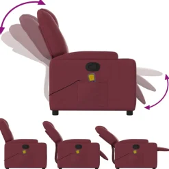 vidaXL Sillón de masaje reclinable de tela color vino tinto Rojo vino tinto
