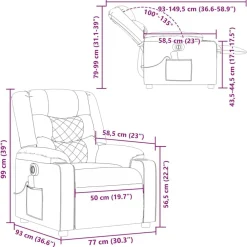 vidaXL Sillón de masaje reclinable eléctrico tela rojo tinto Rojo vino tinto Outlet
