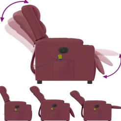 vidaXL Sillón de masaje reclinable eléctrico tela rojo tinto Rojo vino tinto Outlet