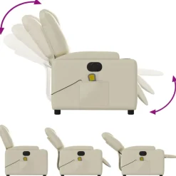 vidaXL Sillón de masaje reclinable eléctrico cuero sintético Crema Online