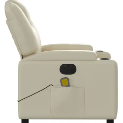 vidaXL Sillón de masaje reclinable eléctrico cuero sintético Crema Online