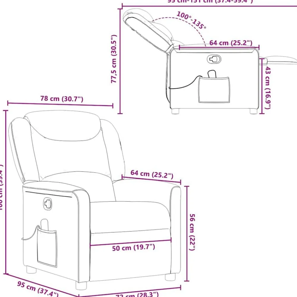 vidaXL Sillas-Sillón de masaje reclinable de tela
