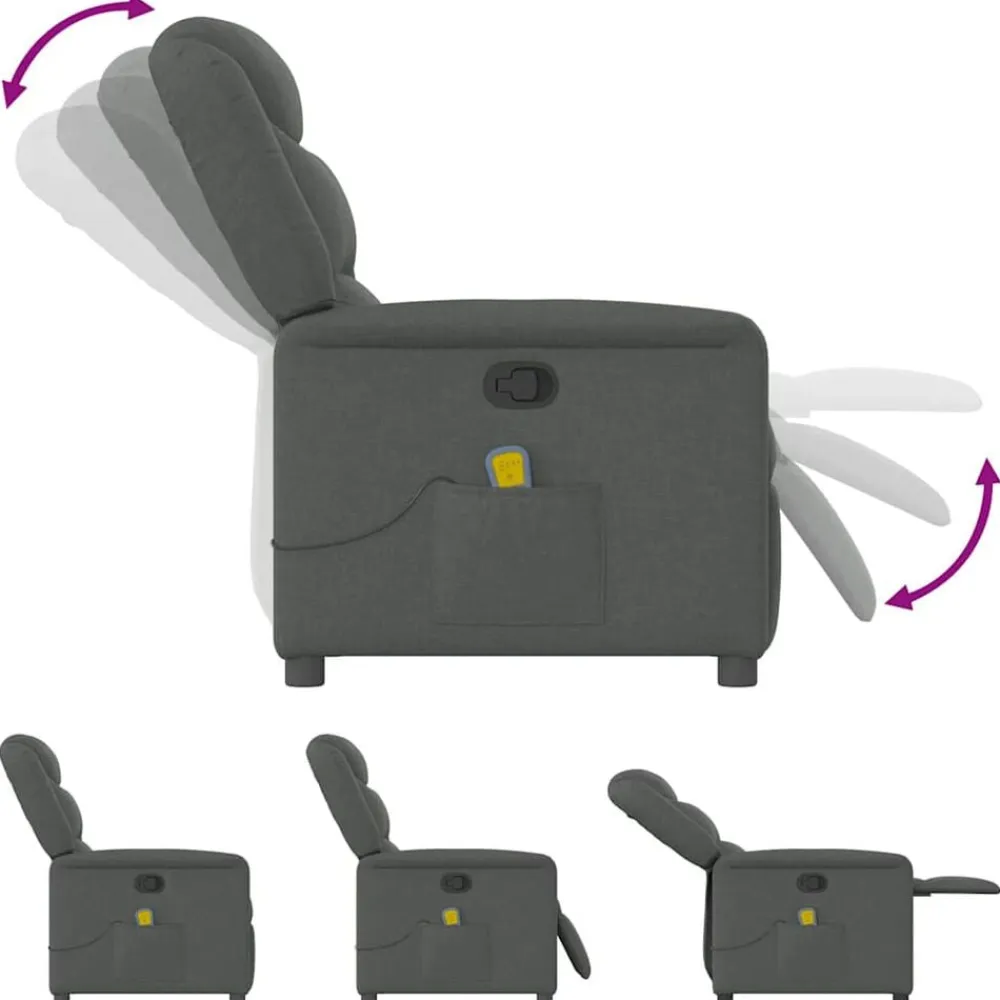 vidaXL Sillas-Sillón de masaje reclinable de tela