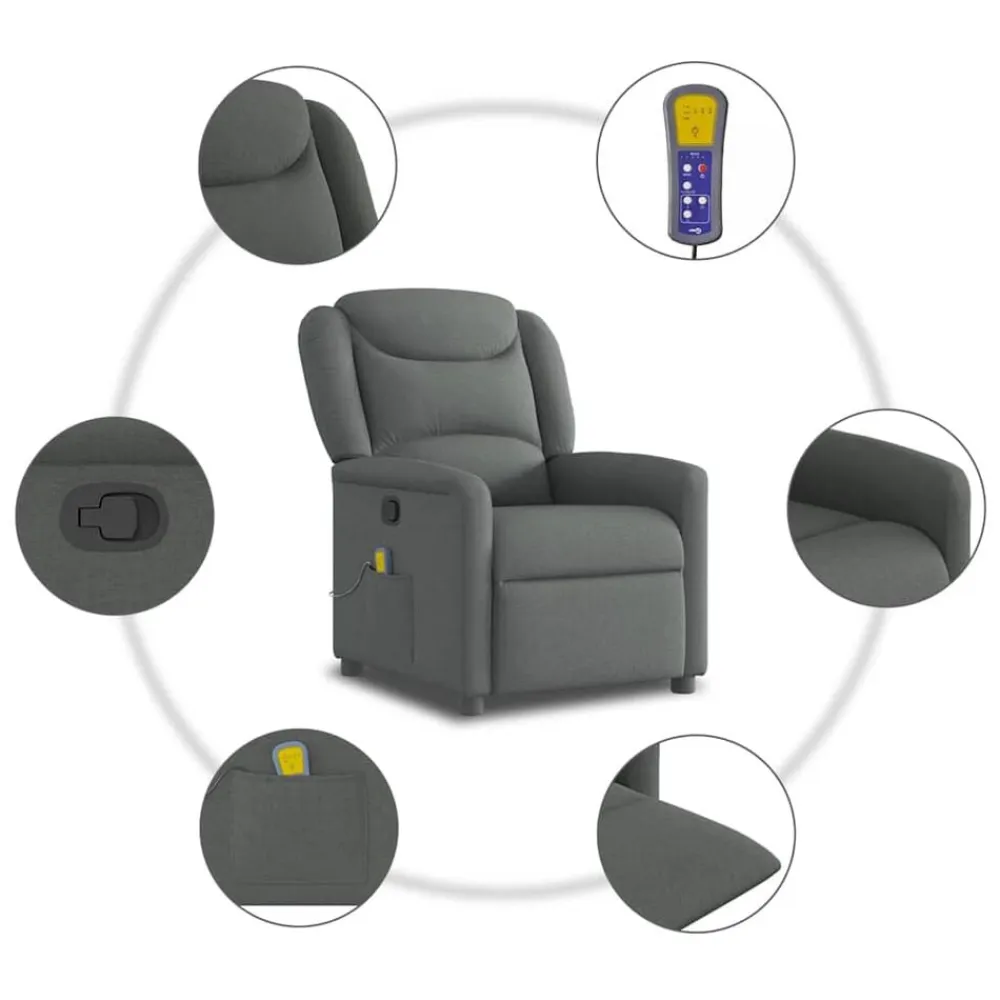 vidaXL Sillas-Sillón de masaje reclinable de tela