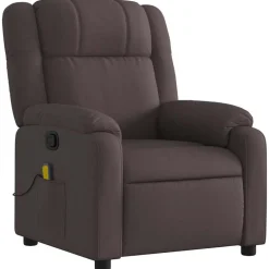 vidaXL Sillón de masaje reclinable de tela marrón oscuro Marr&oacute;n oscuro New