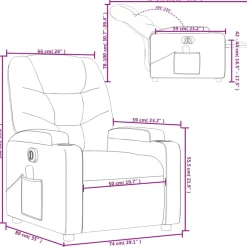 vidaXL Sillón de masaje reclinable eléctrico cuero sintético Gris