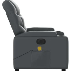 vidaXL Sillón de masaje reclinable eléctrico cuero sintético Gris