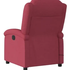 vidaXL Sillas-Sillón de masaje reclinable eléctrico tela rojo tinto