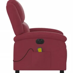 vidaXL Sillas-Sillón de masaje reclinable eléctrico tela rojo tinto