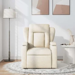 vidaXL Sillón de masaje reclinable de tela Crema Clearance