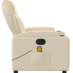 vidaXL Sillón de masaje reclinable de tela Crema Clearance
