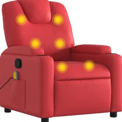 vidaXL Sillón de masaje reclinable cuero sintético Rojo Discount