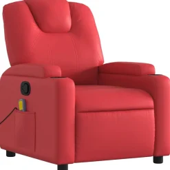 vidaXL Sillón de masaje reclinable cuero sintético Rojo Discount