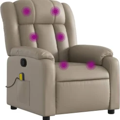 vidaXL Sillón de masaje reclinable cuero sintético color Capuchino Hot
