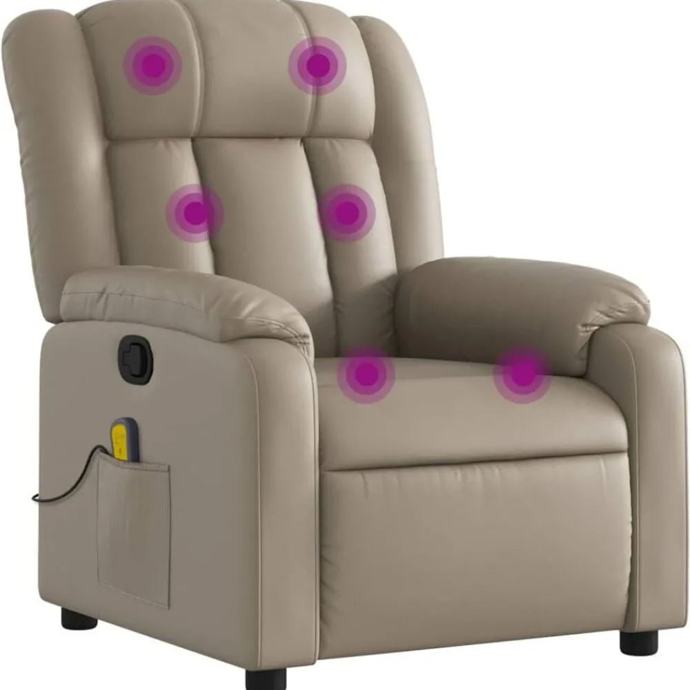 vidaXL Sillón de masaje reclinable cuero sintético color Capuchino Hot