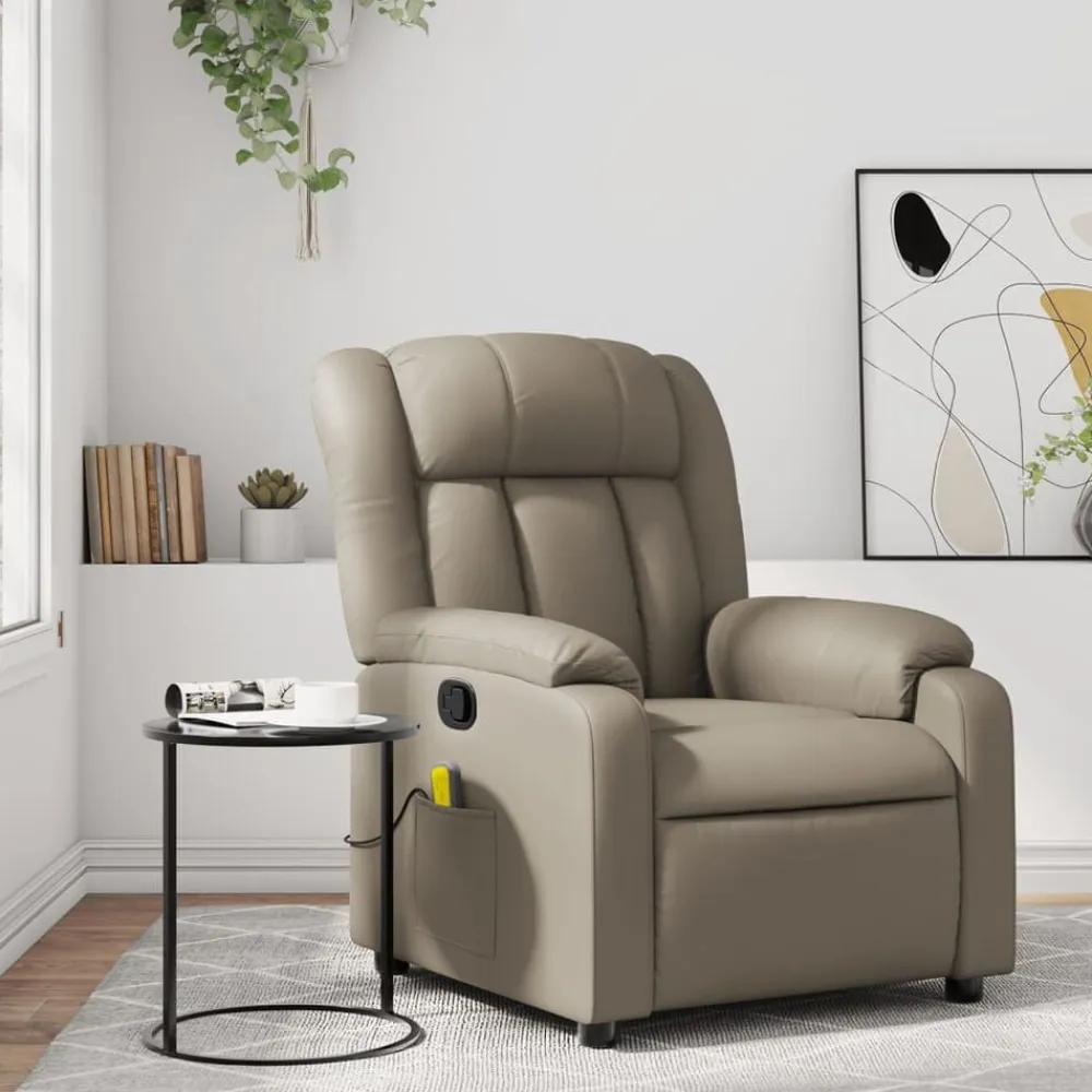 vidaXL Sillón de masaje reclinable cuero sintético color Capuchino Hot