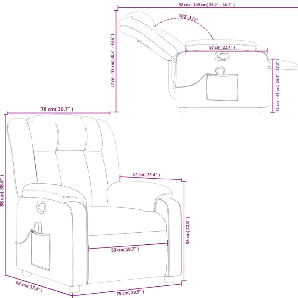 vidaXL Sillón de masaje reclinable cuero sintético color Capuchino Hot