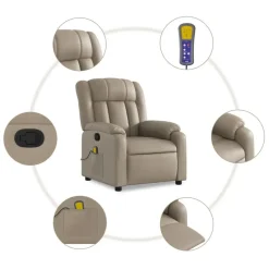 vidaXL Sillón de masaje reclinable cuero sintético color Capuchino Hot