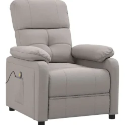 vidaXL Sillas-Sillón de masaje reclinable de tela gris