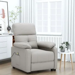 vidaXL Sillas-Sillón de masaje reclinable de tela gris
