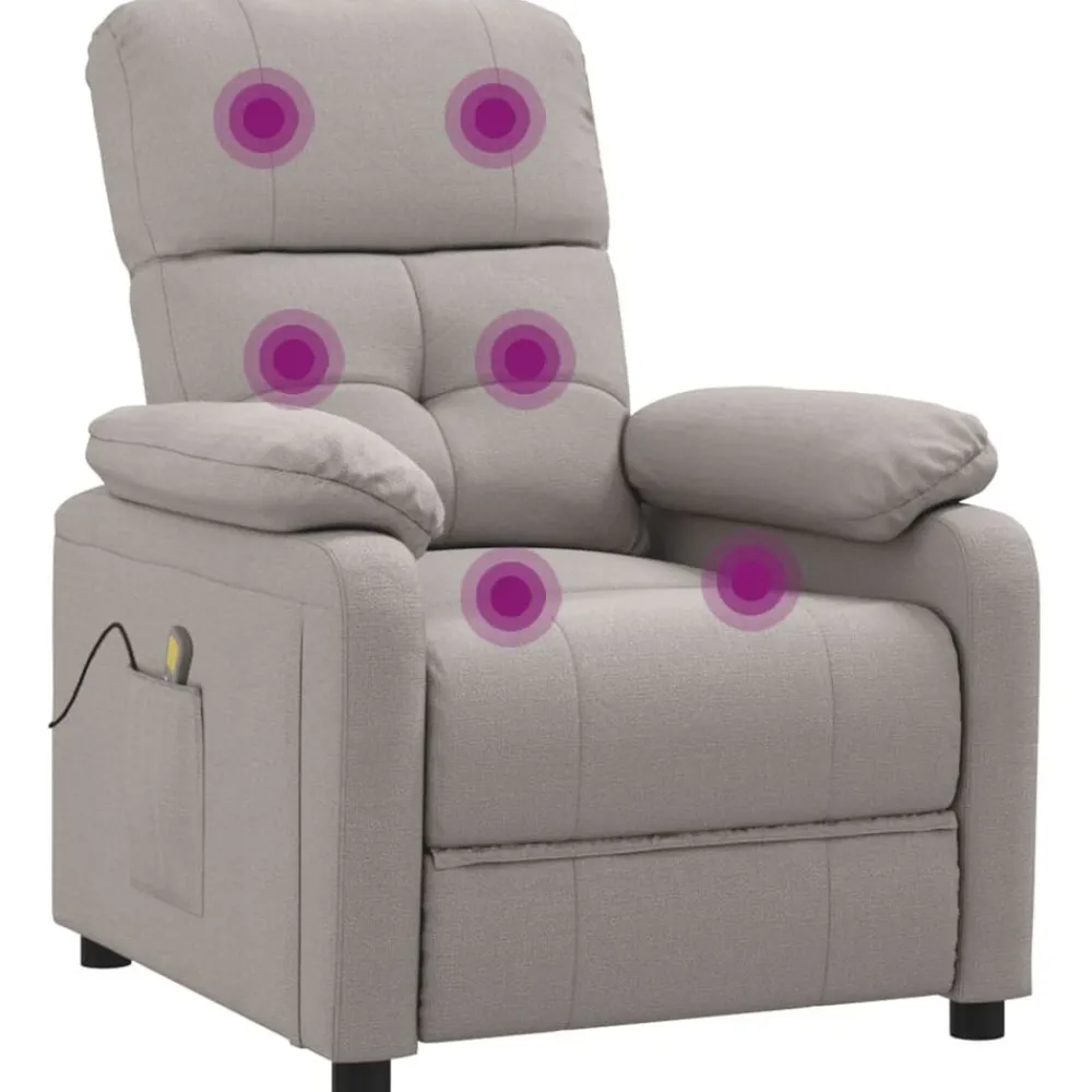 vidaXL Sillas-Sillón de masaje reclinable de tela gris