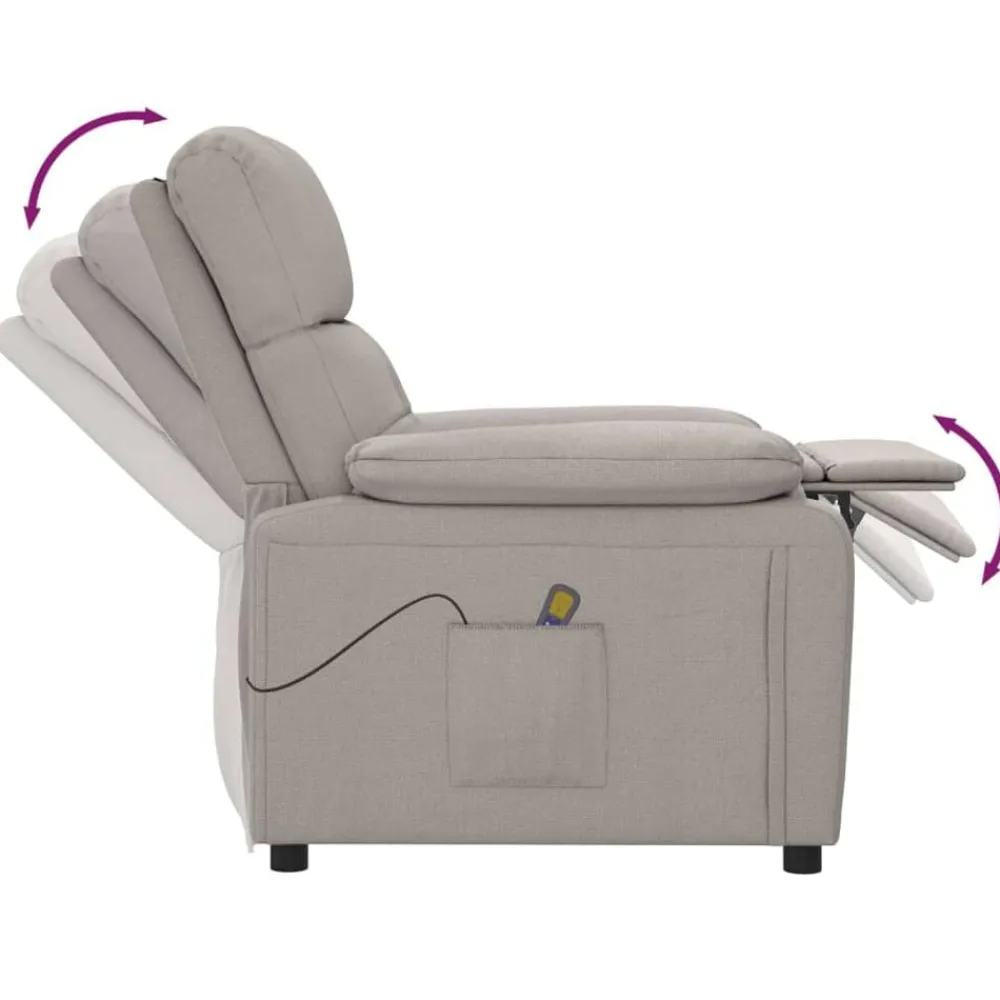 vidaXL Sillas-Sillón de masaje reclinable de tela gris