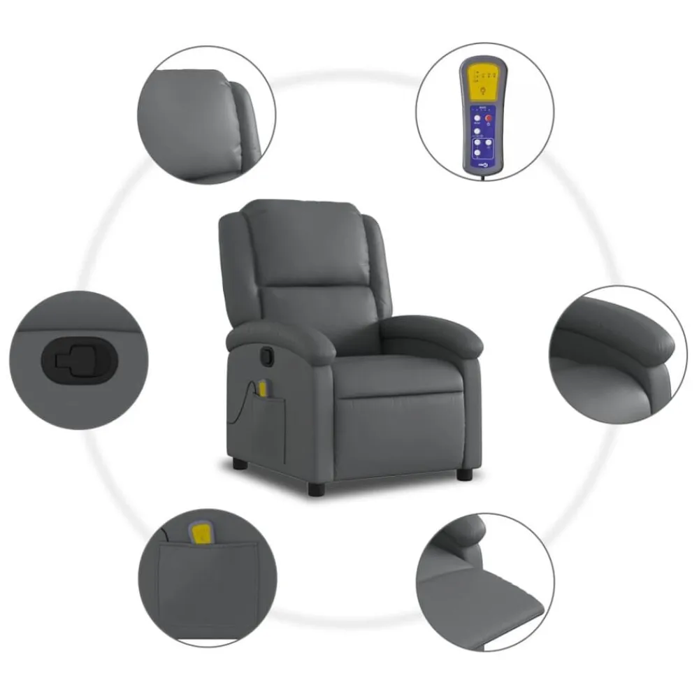 vidaXL Sillas-Sillón de masaje reclinable cuero sintético