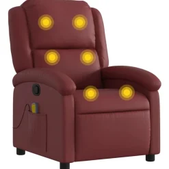 vidaXL Sillón de masaje reclinable cuero sintético rojo tinto Rojo vino tinto New
