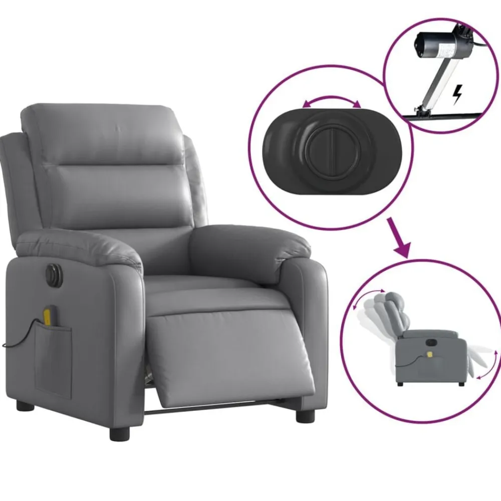 vidaXL Sillas-Sillón de masaje reclinable eléctrico cuero sintético