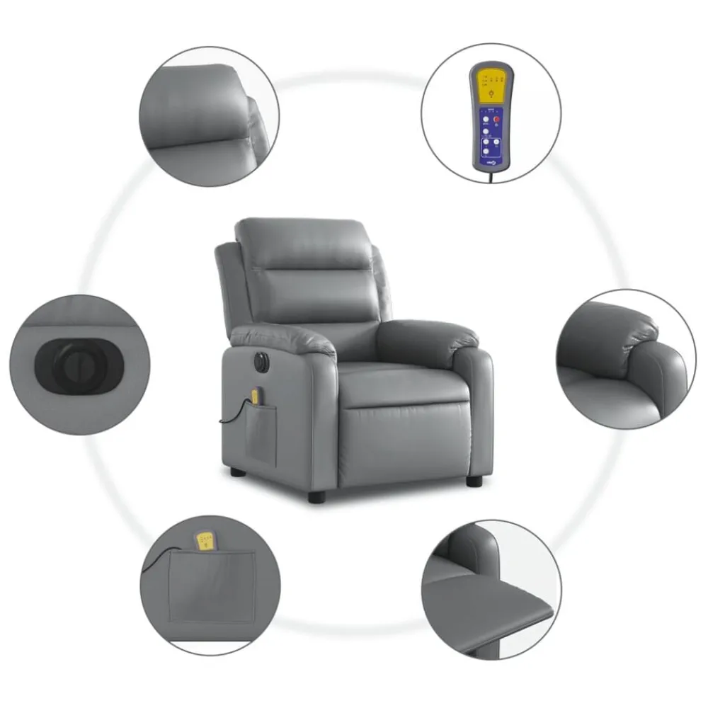 vidaXL Sillas-Sillón de masaje reclinable eléctrico cuero sintético