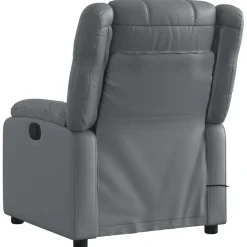 vidaXL Sillón de masaje reclinable cuero sintético Gris New