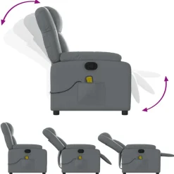 vidaXL Sillón de masaje reclinable cuero sintético Gris New