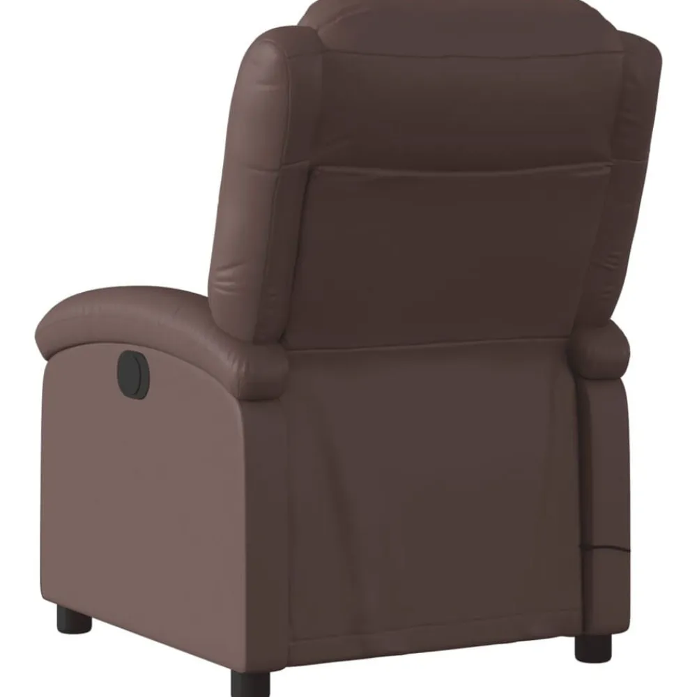 vidaXL Sillón de masaje reclinable eléctrico cuero sintético marrón Marrón Outlet