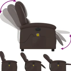 vidaXL Sillón de masaje reclinable eléctrico cuero sintético marrón Marrón Outlet