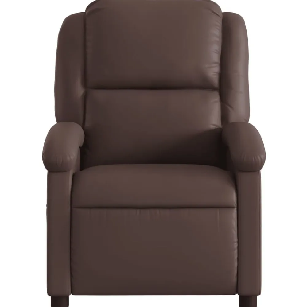 vidaXL Sillón de masaje reclinable eléctrico cuero sintético marrón Marrón Outlet