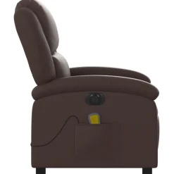 vidaXL Sillón de masaje reclinable eléctrico cuero sintético marrón Marrón Outlet