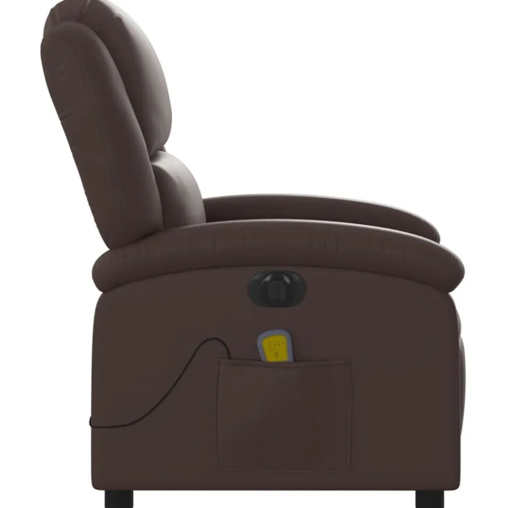 vidaXL Sillón de masaje reclinable eléctrico cuero sintético marrón Marrón Outlet