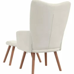 vidaXL Sillas-Sillón de relax con taburete terciopelo crema