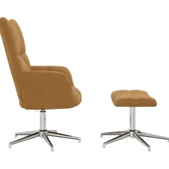 vidaXL Sillas-Sillón de relax con taburete terciopelo marrón