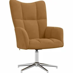vidaXL Sillas-Sillón de relax con taburete terciopelo marrón