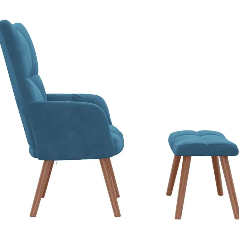 vidaXL Sillas-Sillón de relax con taburete terciopelo