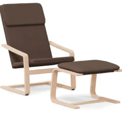 vidaXL Sillón de relax con taburete tela marrón oscuro Marr&oacute;n Outlet
