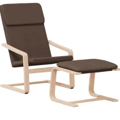 vidaXL Sillón de relax con taburete tela marrón oscuro Marr&oacute;n Outlet