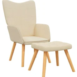 vidaXL Sillas-Sillón de relax con reposapiés de tela color