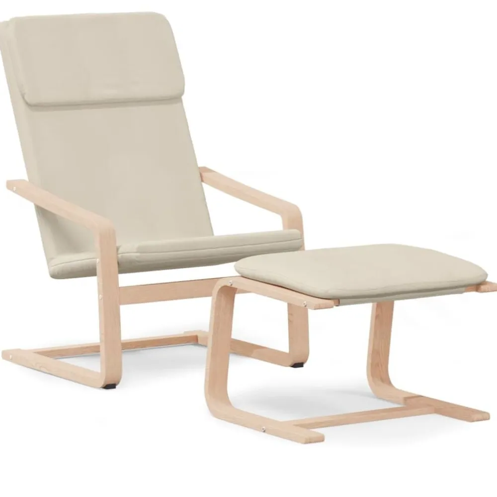 vidaXL Sillas-Sillón de relax con taburete tela color