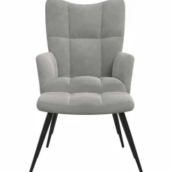 vidaXL Sillón de relax con taburete de terciopelo Gris claro Discount