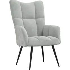 vidaXL Sillón de relax con taburete de terciopelo Gris claro Discount