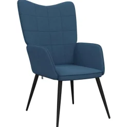 vidaXL Sillón de relax con reposapiés tela Azul New